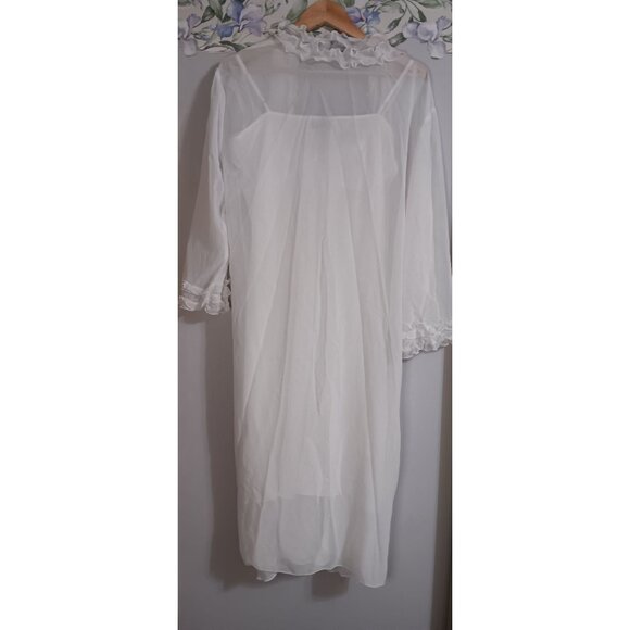 Bed of Roses NWOT Large White 3 Piece Midi Sheer Romantic Honeymoon Lingerie - Picture 7 of 7